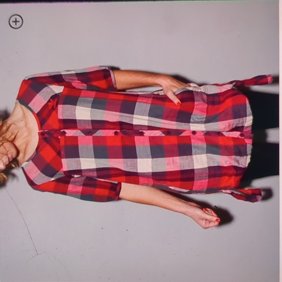 Vintage ADIDAS* 100% cotton button front short sleeve dress/shirt, side ties 2pk - Picture 9 of 16